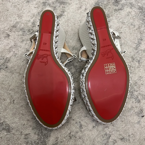 Christian Louboutin Pyraclou 110 calf Jurassic white sandals - Picture 4 of 7